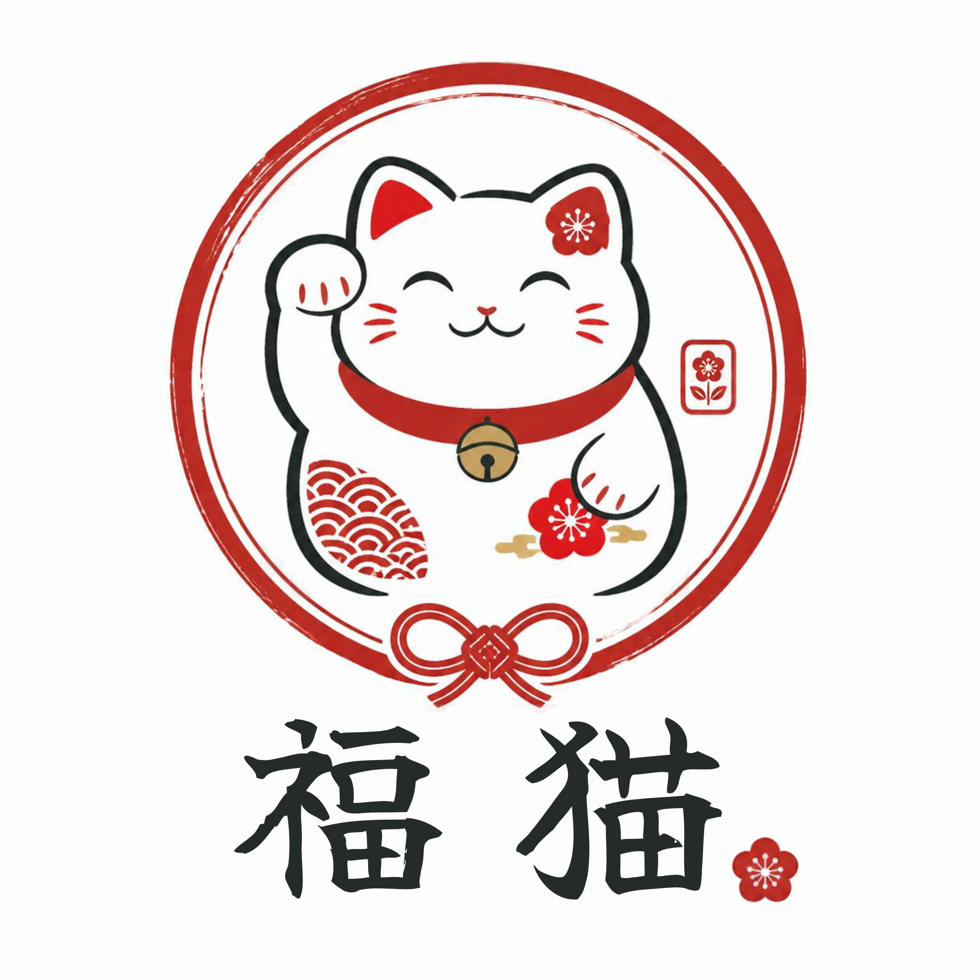 Canva無料版で生成した「福猫」のロゴ（和モダン和菓子店）
